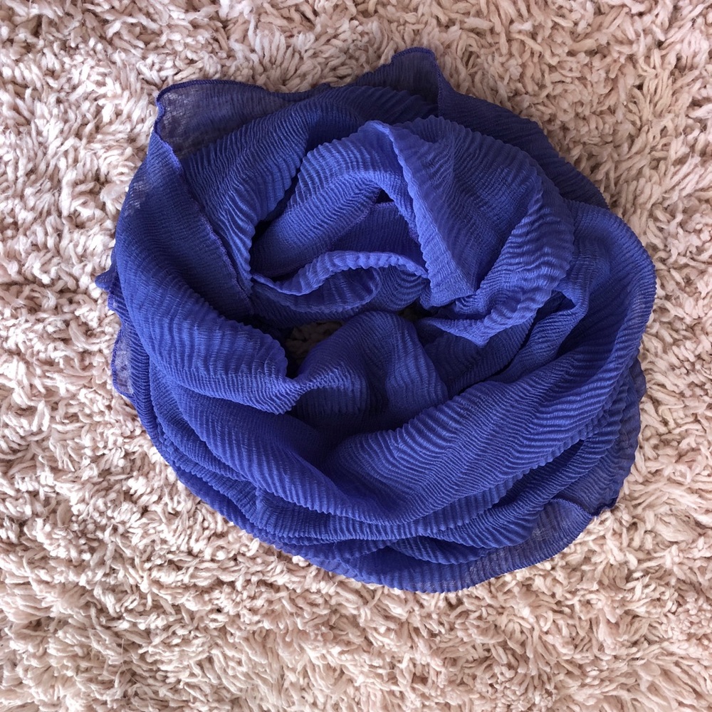 Purple textured infinity scarf